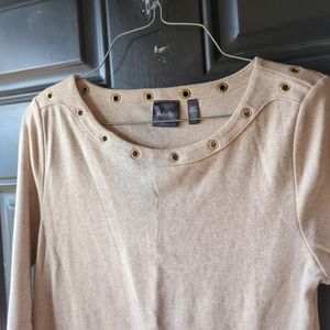 Rafaella Womens Tan Knit 3/4 Sleeve Sweater XSP NWOT